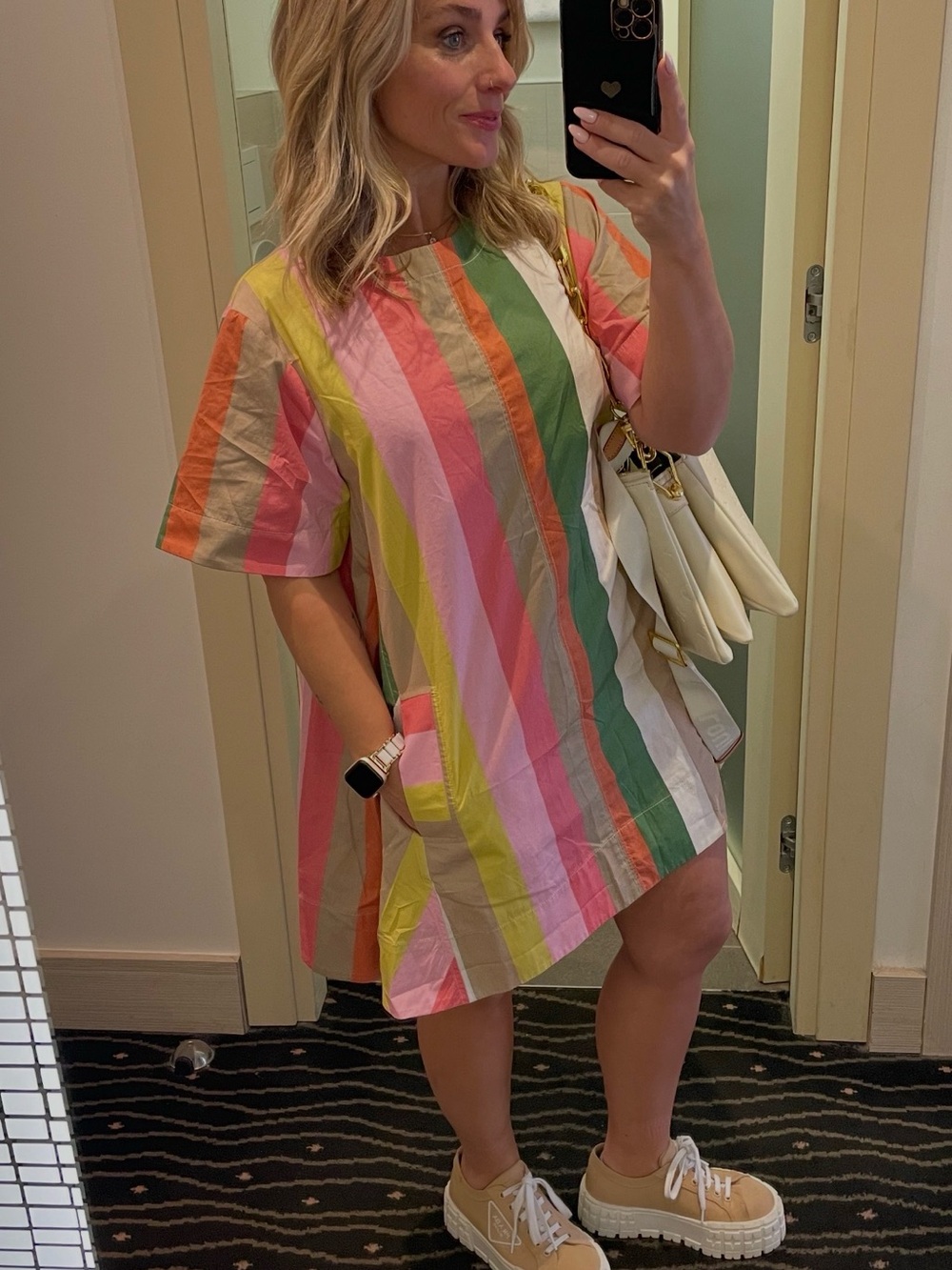 Anthropologie Multicolor Vertical Stripe Shift Dress